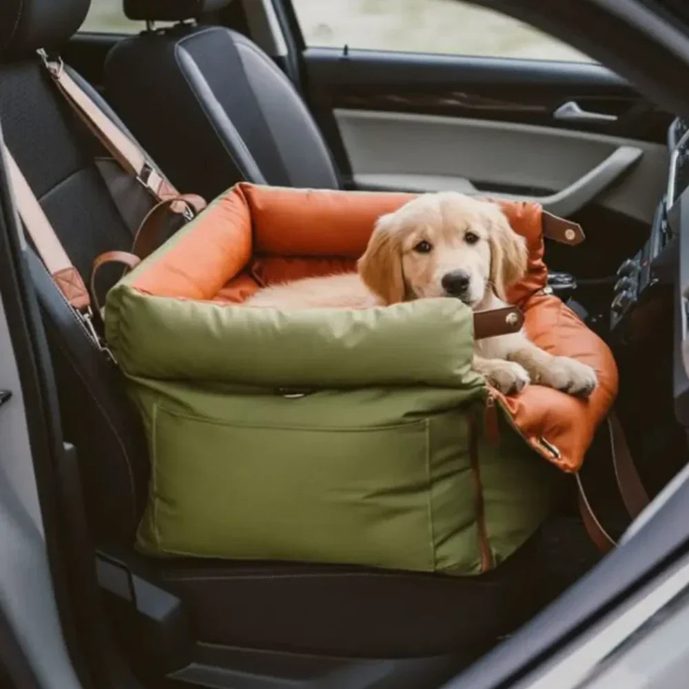 Dog Car Seat Booster Bed – Waterproof with Safety Leash for Small Dogs