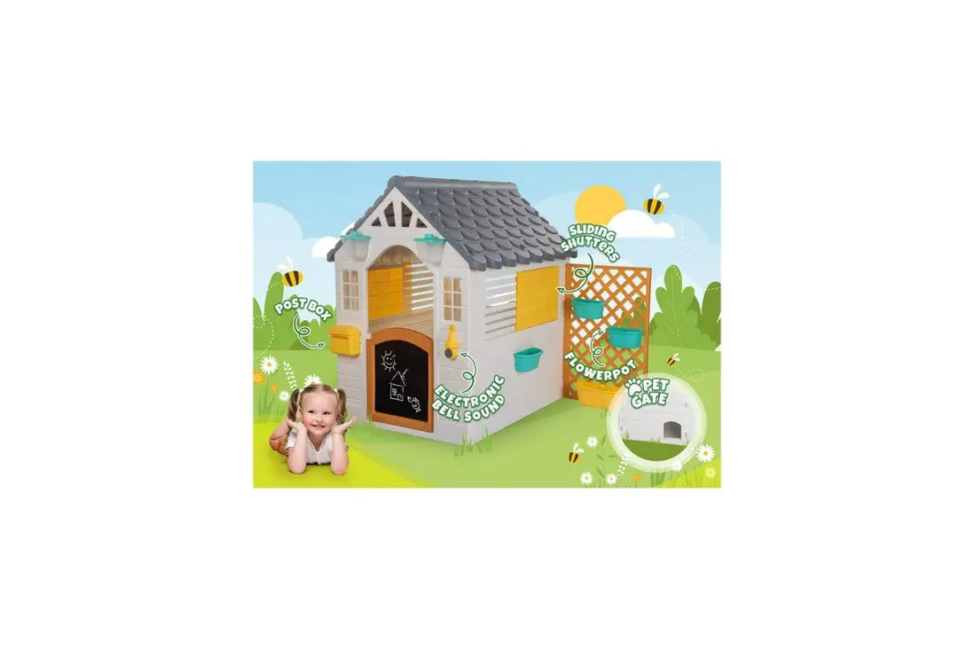 Dolu Kids Garden Playhouse with Fence – White